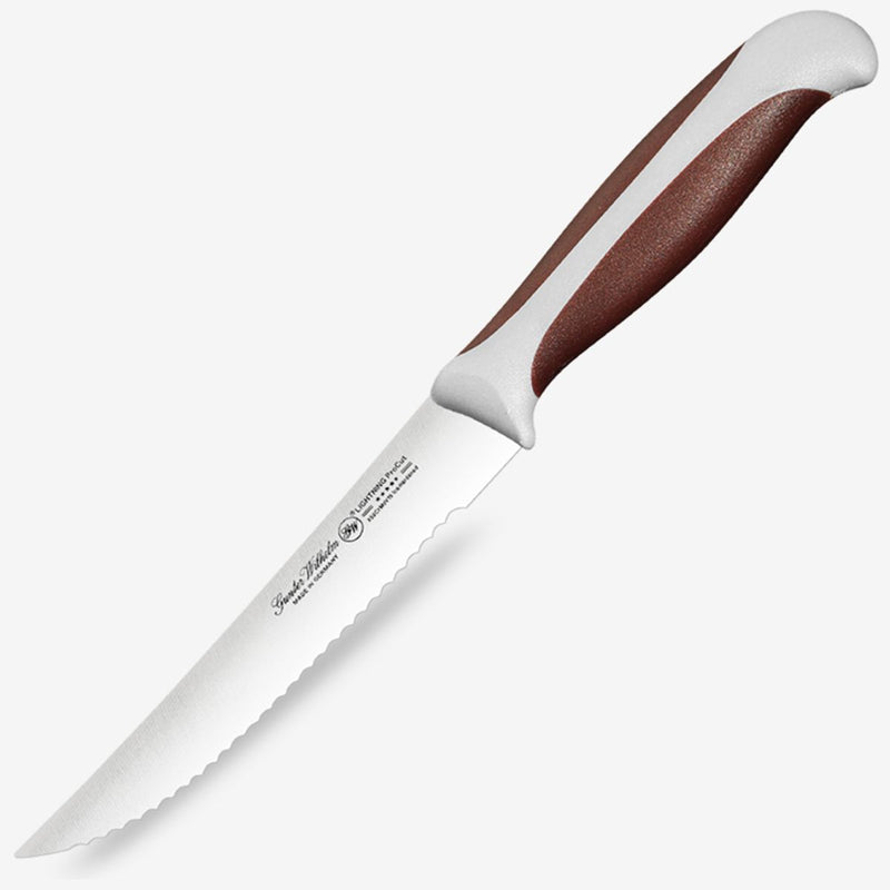 Gunter Wilhelm Lightning Utility/Steak Knife Serrated, 5 Inch | Brown and Grey ABS Handle SKU: 10-113-1105