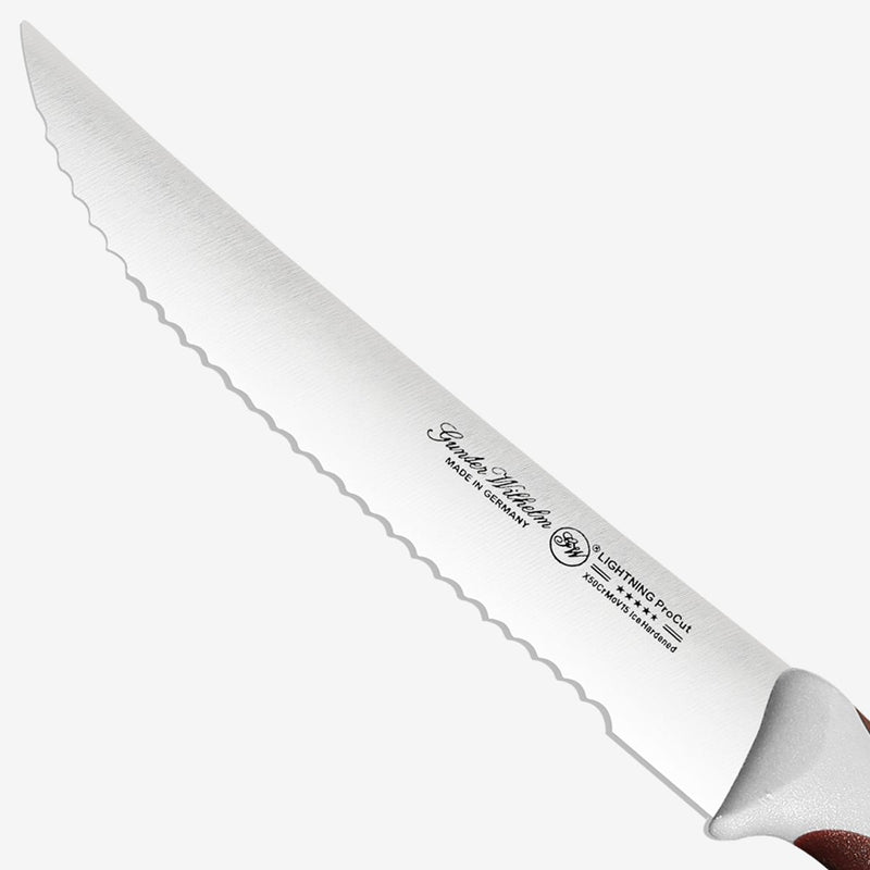 Gunter Wilhelm Lightning Utility/Steak Knife Serrated, 5 Inch | Brown and Grey ABS Handle SKU: 10-113-1105