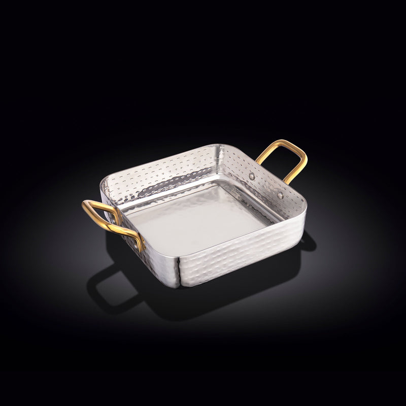 SQUARE FRY PAN WITH 2 SIDE GOLD HANDLES 5.5" X 5.5" X 1.5" | 14 X 14 X 3.8 CM