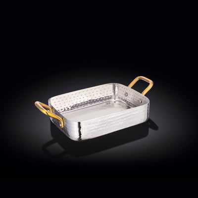 RECTANGULAR FRY PAN WITH 2 SIDE GOLD HANDLES 5.5" X 4" X 1.25" | 14 X 10 X 3.5 CM