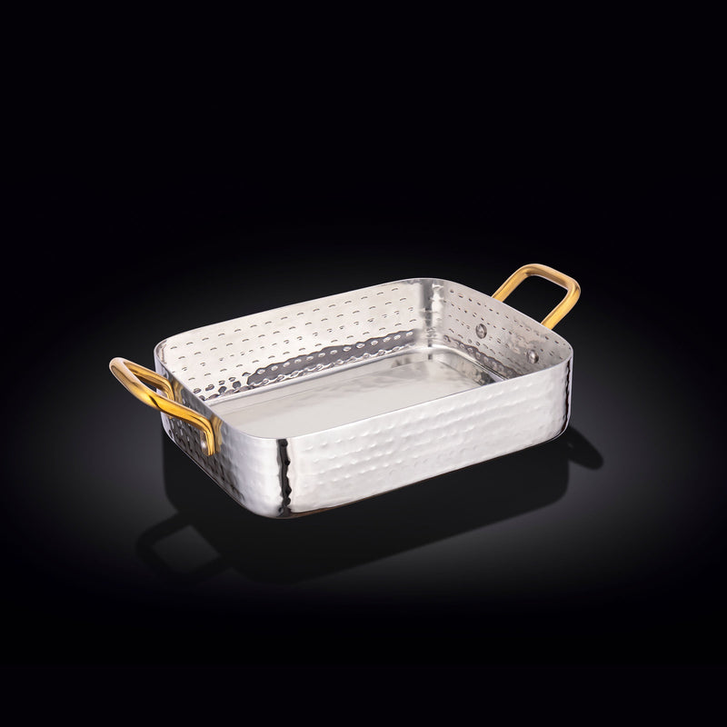 RECTANGULAR FRY PAN WITH 2 SIDE GOLD HANDLES 6.25" X 4.75" X 1.5" | 16 X 12 X 3.8 CM