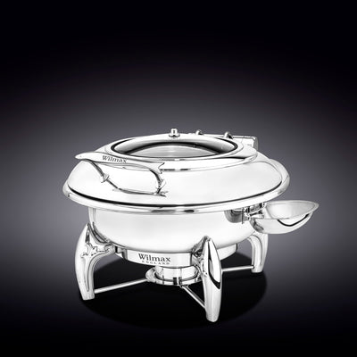 GLASS LID ROUND CHAFING DISH WITH STAND 20.5" X 18" X 13" | 52 X 45.5 X 33 CM 200 FL OZ | 6 L