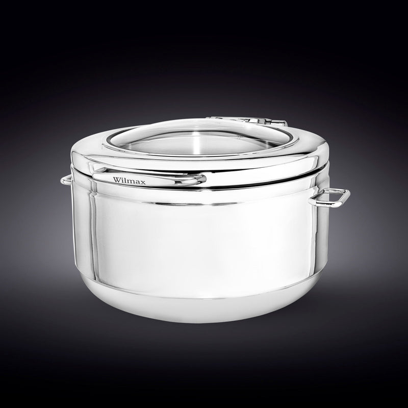 GLASS LID ROUND CHAFER 21.75" X 20.5" X 10" | 55 X 52 X 25.5 CM 370 FL OZ | 11 L