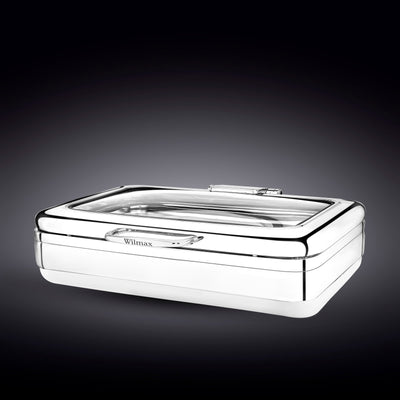 GLASS LID RECTANGULAR CHAFER 23" X 19.25" X 6.75" | 58.5 X 49 X 17 CM