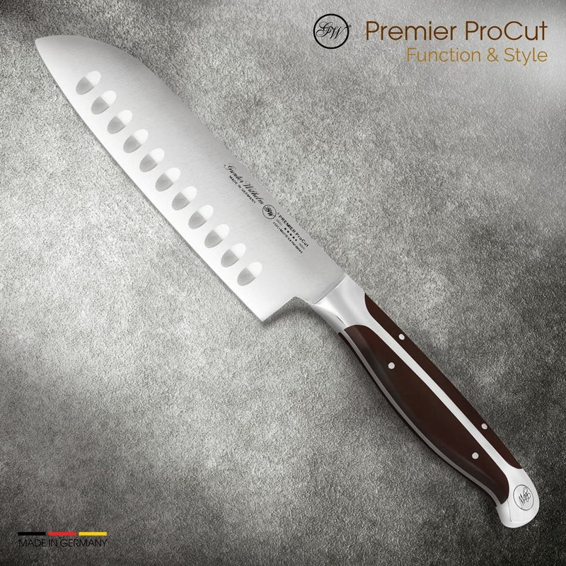 Gunter Wilhelm Premier Santoku Knife, 5 Inch | Dark Brown ABS Handle SKU: 30-317-0405