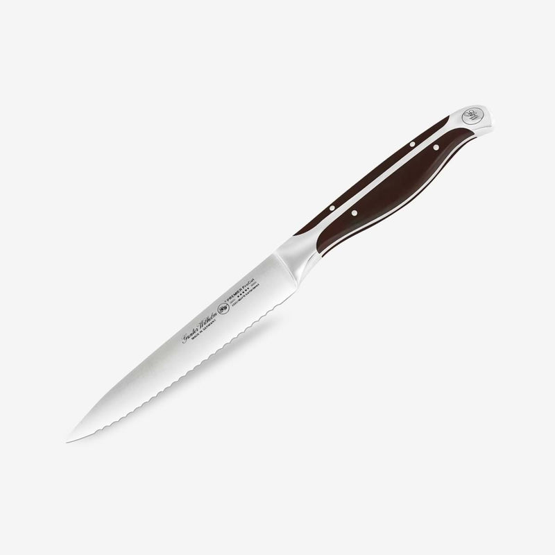 Gunter Wilhelm Premier Utility/Steak Knife Serrated, 5 Inch | Dark Brown ABS Handle SKU: 30-313-1105