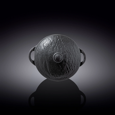 Black Porcelain Slate look Pot With Lid 7" X 4.25" | 20 Fl Oz| 600 Ml - NYStep