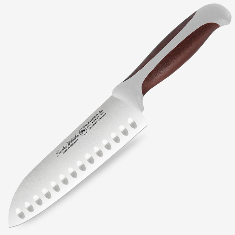 Gunter Wilhelm Lightning Santoku Knife, 7 Inch | Brown and Grey ABS Handle SKU: 10-115-0407