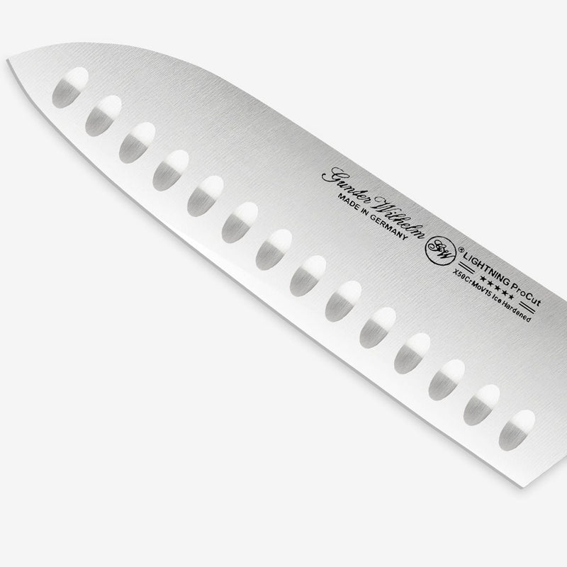 Gunter Wilhelm Lightning Santoku Knife, 7 Inch | Brown and Grey ABS Handle SKU: 10-115-0407