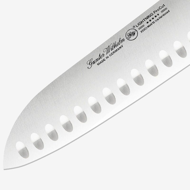 Gunter Wilhelm Lightning Santoku Knife, 7 Inch | Brown and Grey ABS Handle SKU: 10-115-0407