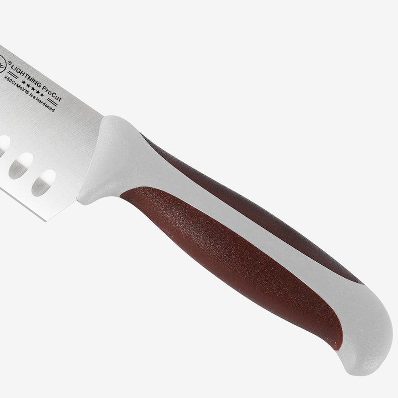 Gunter Wilhelm Lightning Santoku Knife, 7 Inch | Brown and Grey ABS Handle SKU: 10-115-0407