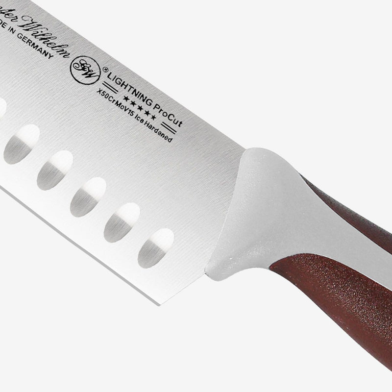 Gunter Wilhelm Lightning Santoku Knife, 7 Inch | Brown and Grey ABS Handle SKU: 10-115-0407