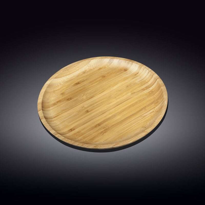 Set Of 6 Bamboo Round Plate 9" inch |For Appetizers / Barbecue / Steak