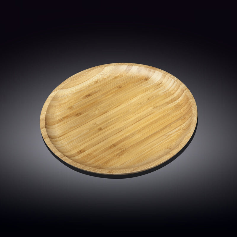 Set Of 3 Bamboo Round Plate 10" inch |For pizza / Barbecue / Steak