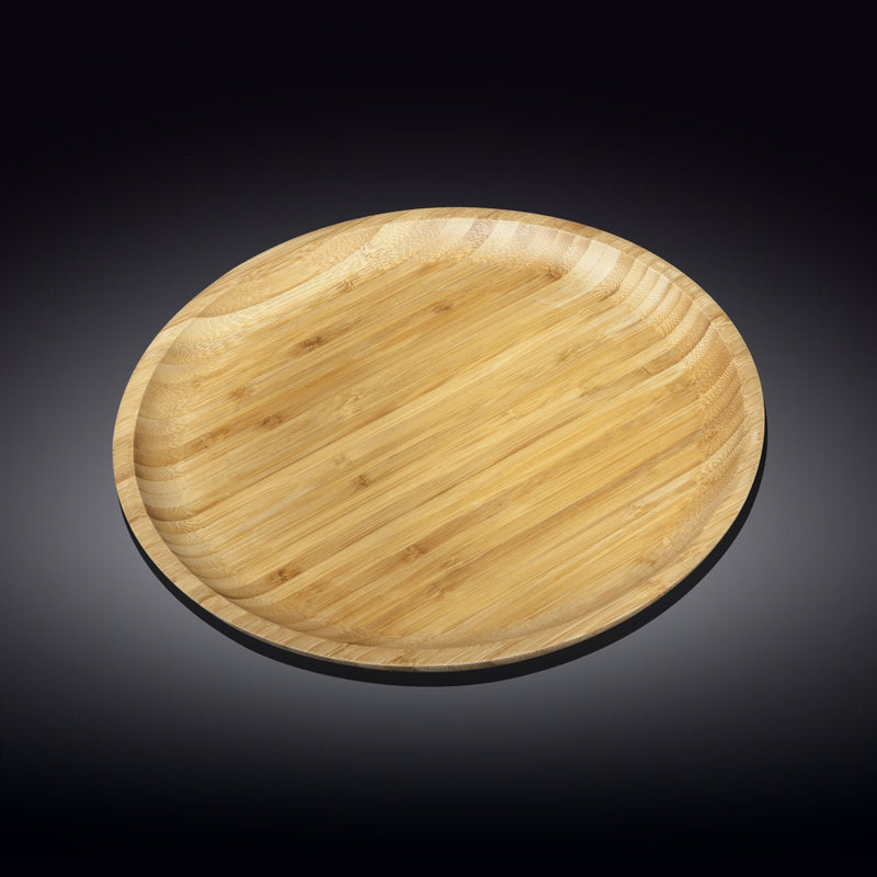 Set Of 3 Bamboo Round Platter 12" inch |For pizza / Barbecue / Steak