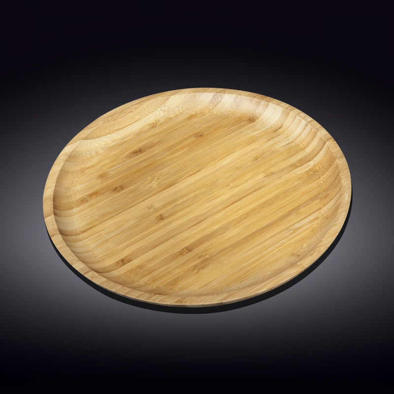 Set Of 3 Bamboo Round Platter 14" inch | For pizza / Barbecue / Steak