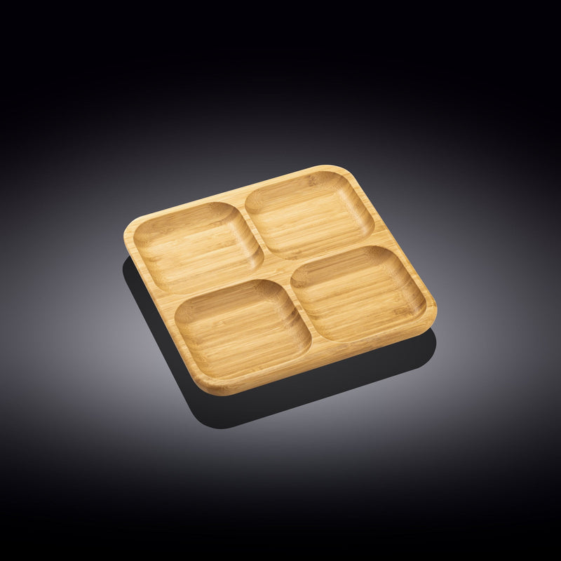 Wilmax Bamboo Wood Square Divided Dish  / Bento Box  8.5" X 8.5"  WL-771220/A - NYStep