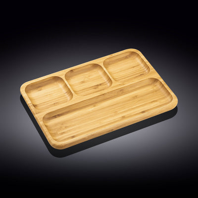 Natural Bamboo Divided Dish 13" X 9" | 33 X 23 Cm WL-771222/A