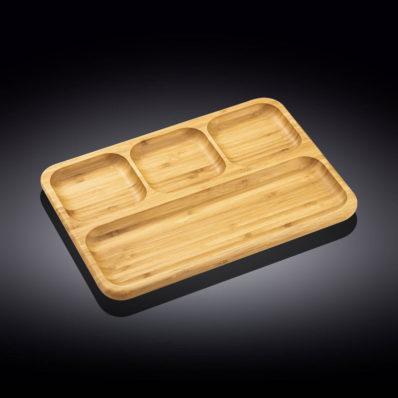 Natural Bamboo Divided Dish 13" X 9" | 33 X 23 Cm WL-771222/A