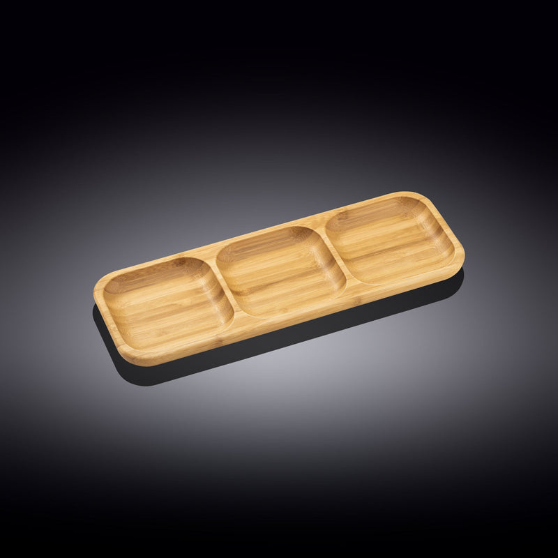 Natural Bamboo Divided Dish 13" X 4.5" | 32.5 X 11.5 Cm WL-771224/A