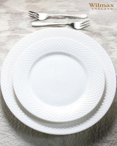 White Dessert Plate With Embossed Wide Rim 8" inch |