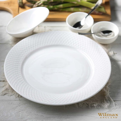 White Dinner Plate With Embossed Wide Rim 10" inch |