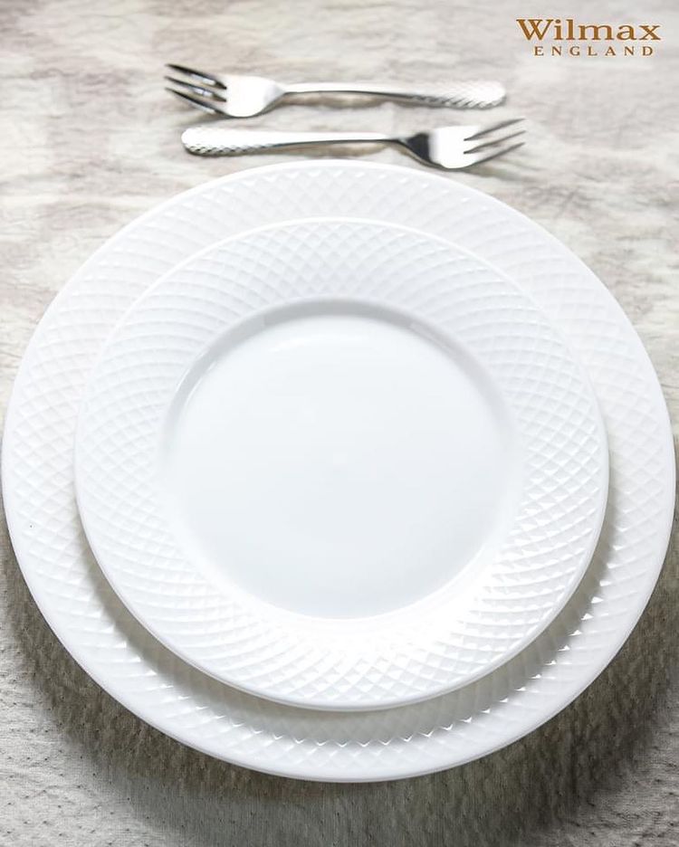 White Dinner Plate With Embossed Wide Rim 10" inch |