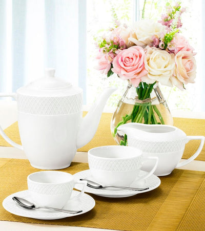 Fine Porcelain 8 Oz | 240 Ml Tea Cup & Saucer Set Of 6 In Gift Box WL-880105/6C - NYStep