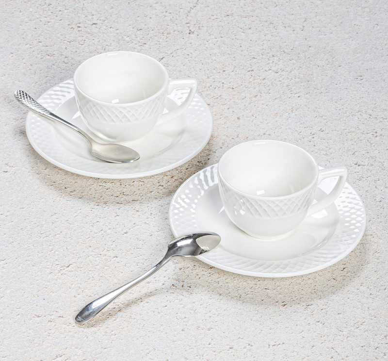 Fine Porcelain Cup and Saucer Set Of 6 In Gift Box /3 Oz / 90Ml/ WL-880107/6C - NYStep
