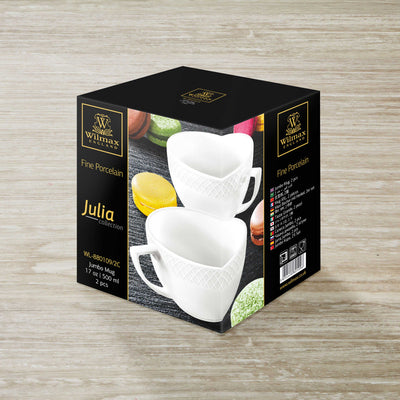 White Jumbo Coffee / Cappuccino Mug 17 Oz | 500 Ml Set Of 2 In Gift Box