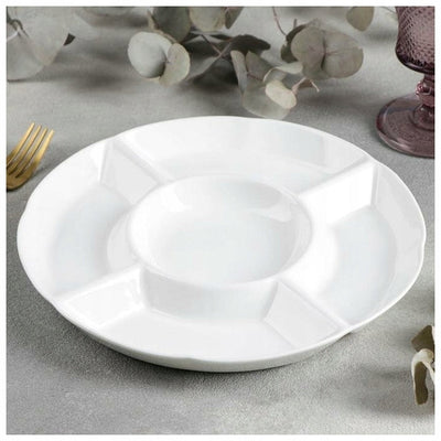 White Divided Round Dish 10" inch | 25.5 Cm