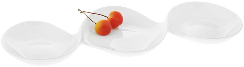 White Divided Sauce Dish 14.5" inch | 37 Cm