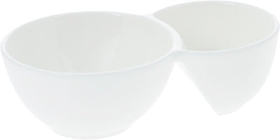 Double White Dish 7.5" inch X 4.5" inch X 2" inch | 18.5 X 11 X 5 Cm