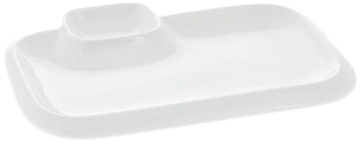 Set Of 6 White Rectangular Plate With Sauce Compartment 10" inch X 6" inch|