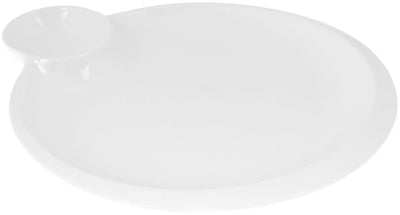 White Round Plate With Sauce Compartment 8" inch |