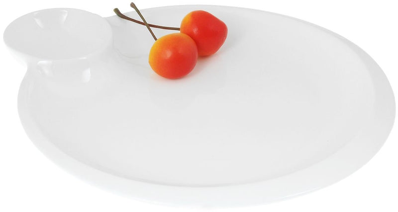 White Round Plate With Sauce Compartment 8" inch |