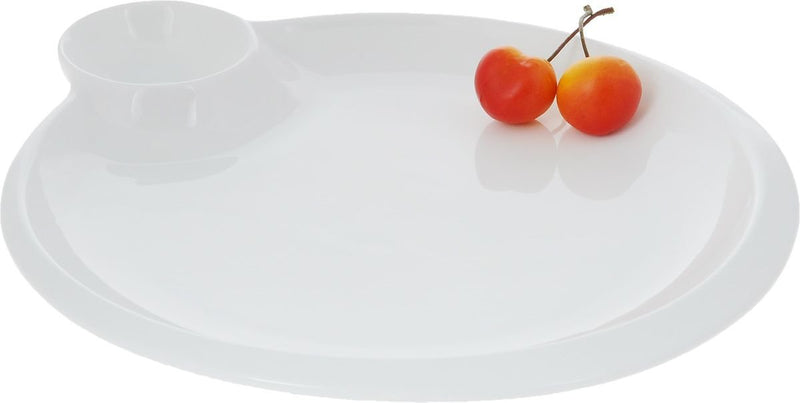 White Round Platter With Sauce Compartment 10" inch |