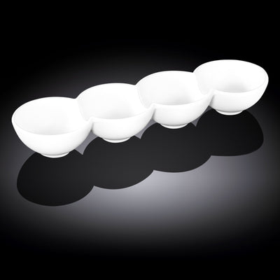 White 4 Part Divided Dish 12" inch X 3.25" inch X 1.5" inch | 30 X 8 X 4 Cm