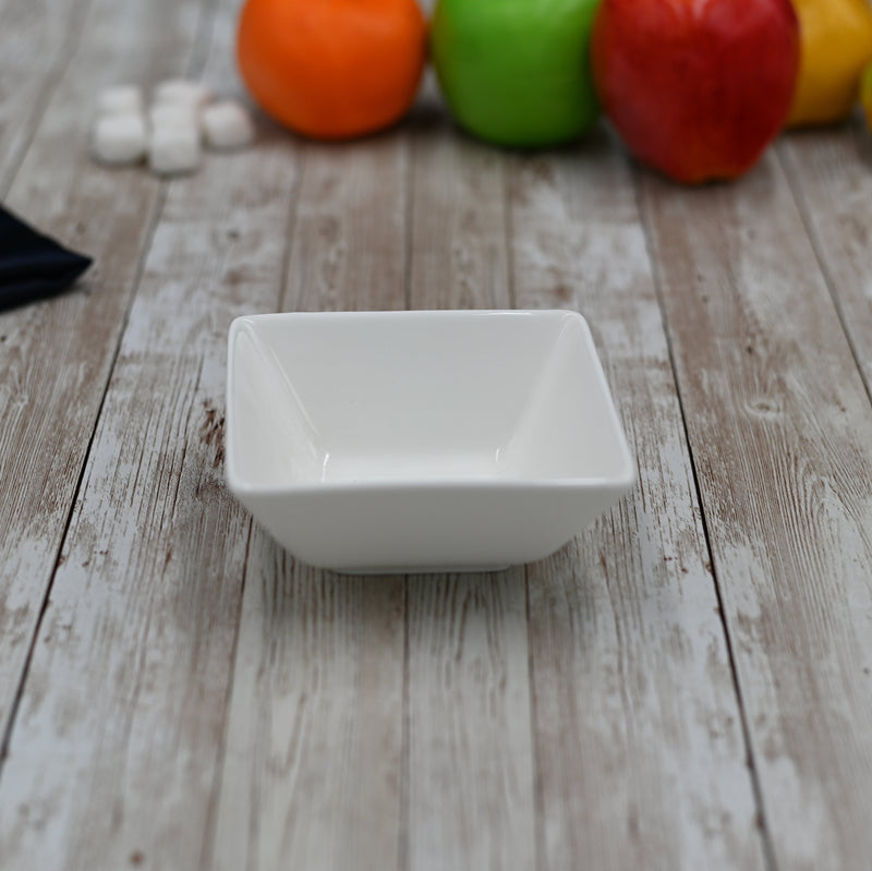 Fine Porcelain Square Dish 4" X 3.75" X 2" | 10 X 9.5 X 5 Cm 5 Fl Oz| 150 Ml WL-992610/A