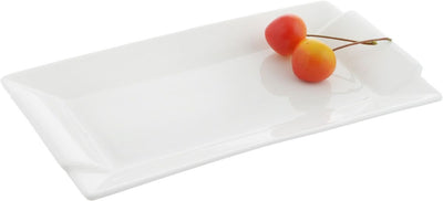 Set Of 6 White Rectangular Platter 9.5" inch X 5" inch| 24 X 12 Cm