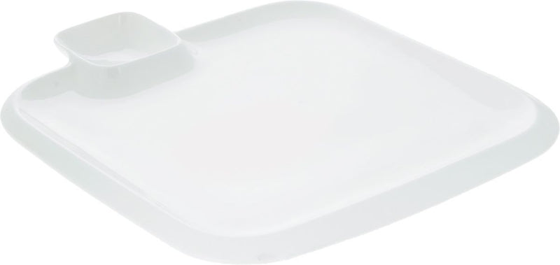 White Square Platter With Sauce Compartment 12" inch X 12" inch |