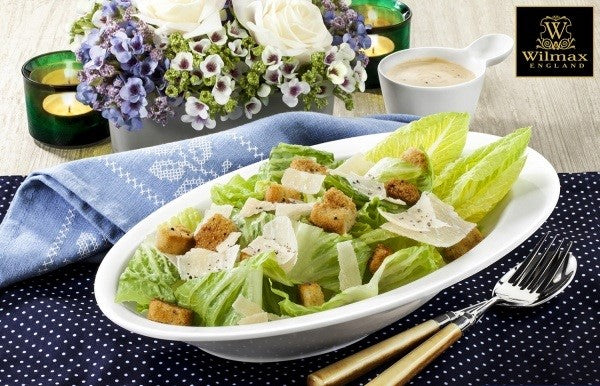 White Ceaser Salad Bowl 11" inch X 7.5 | 27.5 X 18.5 Cm