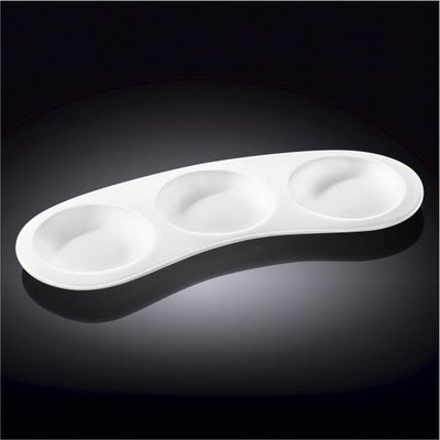 White Tray With Dish / Cup Holders 9.5" inch X 3.5" inch | 25 X 8.5 Cm