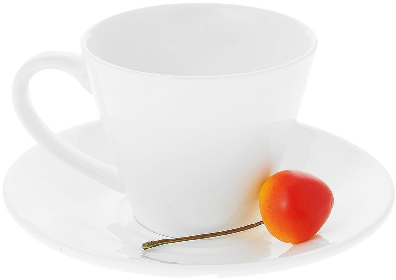 White 6 Oz  180 Ml Cappuccino Cup & Saucer - Wilmax Porcelain