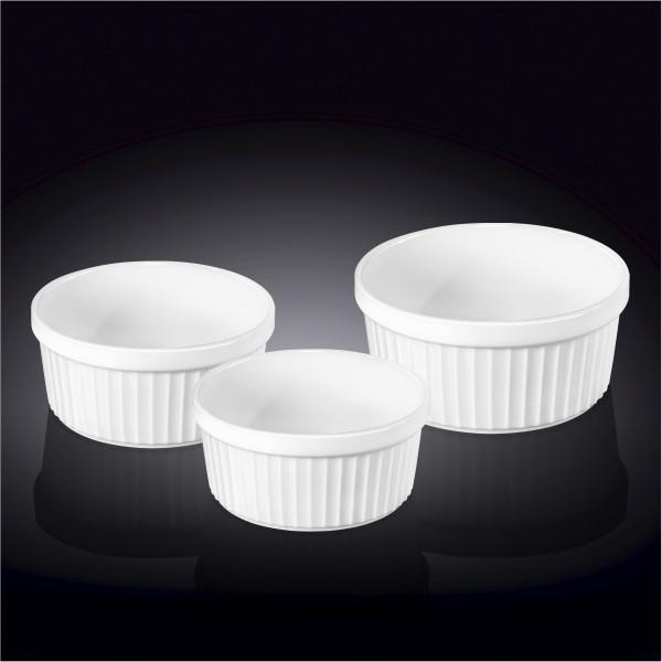 Fine Porcelain 3 Pcs Ramekin Set 3.5" X 1.5" | 9 X 4 Cm, 4" X 2" | 10.5 X 5, 4.5&