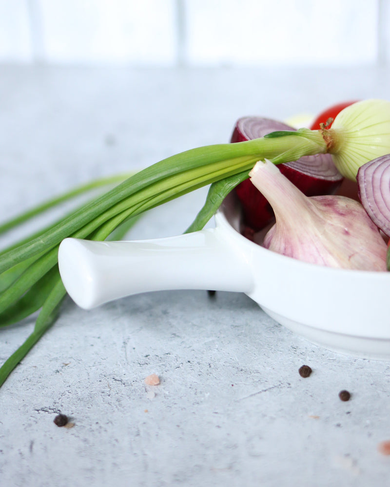 White French Onion Baking Dish With Handle 6" inch | 15 Oz