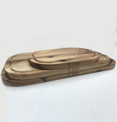 Zavis Green Acacia Wood Serving Rounded Cutting Board With Juice Groove 14" X 8" | Dishwasher Safe