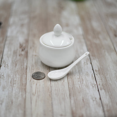 White 4 Oz | 130 Ml Mustard Pot With Spoon