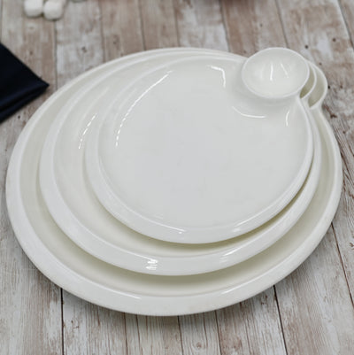 White Round Plate With Sauce Compartment 8" inch |