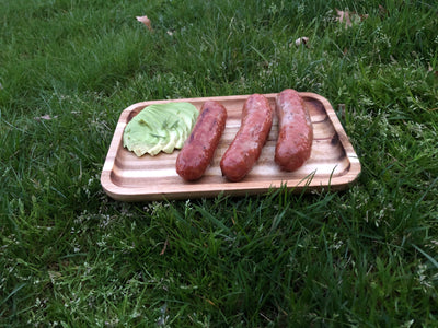 [ Set of 3 ] Zavis Green Acacia Wood Serving rectangle StackableTray / Dish 10" X 7" | Dishwasher Safe